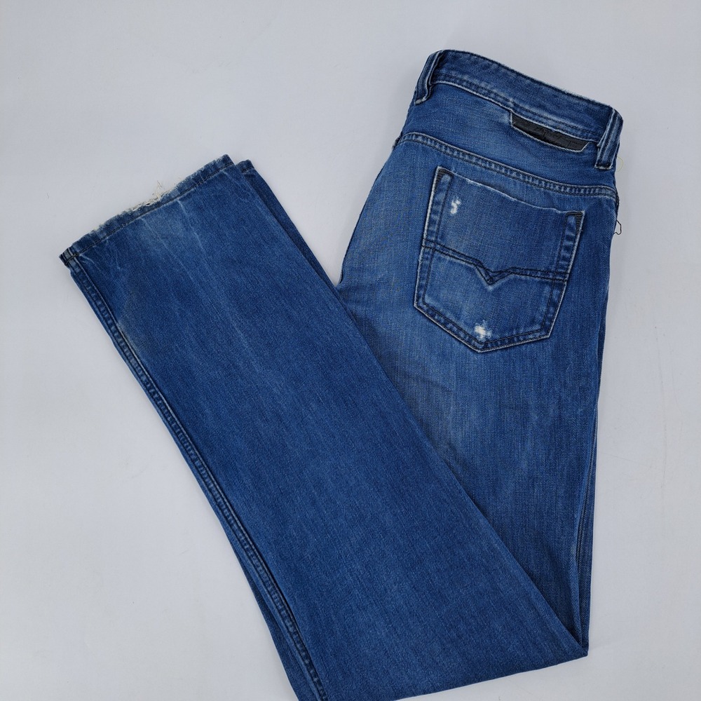Diesel Safado Regular Slim-Straight Jeans Mens 32x32 Cotton Blue Distressed 0663